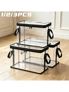 Large Clear Thick Plastic Storage Box with Hinged Lid, Heavy-Duty Durable High Capacity Organizer, Perfect for Home, Camping, Travel, Attic and Moving, Containers with Lids