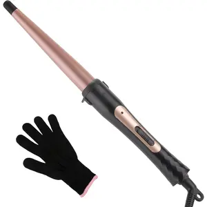 Professional Tapered Curling Wand 1/2"-1" Tourmaline Ceramic Barrel Curling Iron for Short Medium Long Hair, 2 Temperature Settings, Dual Voltage, Auto Shut-Off
