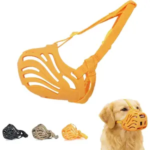 Dog Muzzle for Large Dogs Basket Soft Adjustable Muzzle, Dogs can Pant and Drink to Prevent Biting, Chewing and Barking (Orange, M-5)