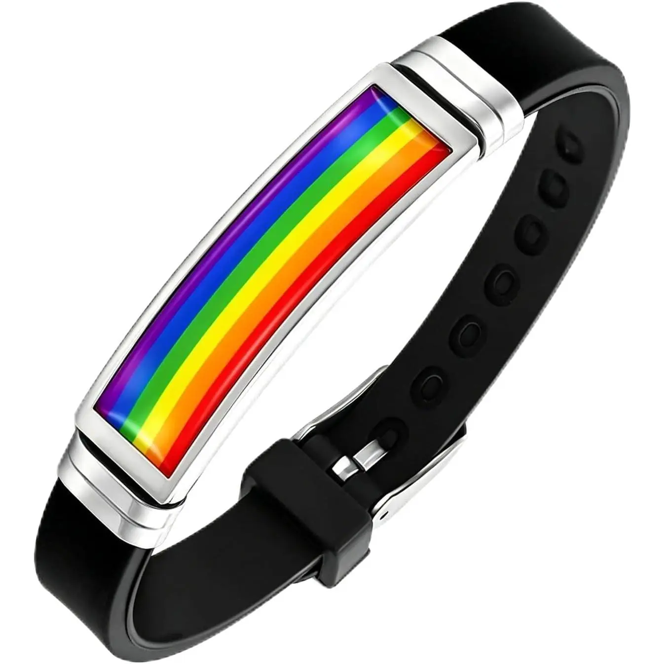 Pride Rainbow Bracelets for Gays Lesbians LGBTQ+ Rainbow Flag Wristband for Men & Women Stainless Steel &  Adjustable Pride Bracelet