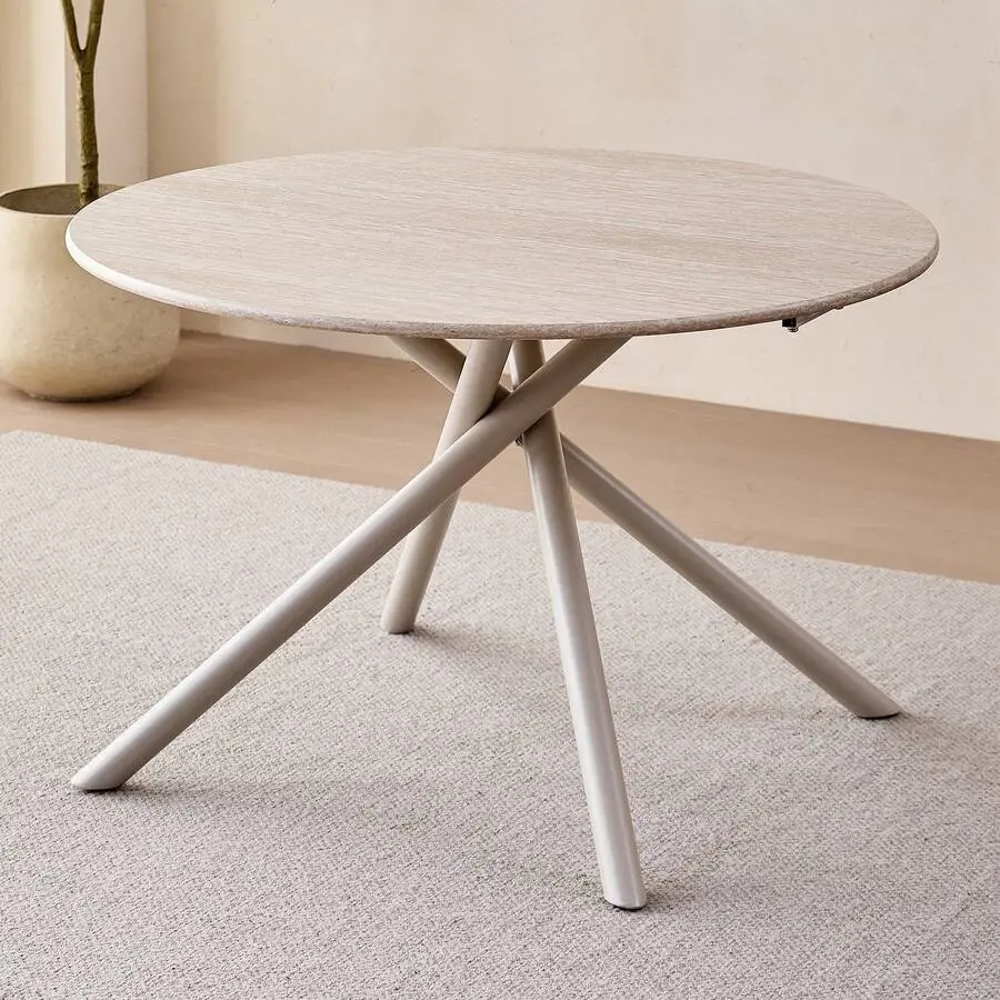 47in Modern Minimalist Round Dining Table, Stone-Grain Engineered Wood Top With Crossed Legs, Space-Saving Table For Small Apartment, Dining Room & Kitchen,Adjustable,Mobile,Standing,entryway,gaming,desk,office,,affordable,bedroom,vanity,,co,black,living,