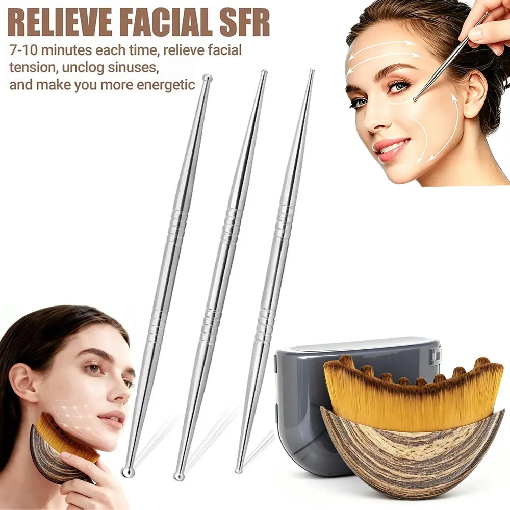 4pcs Massage Tool Set, 3pcs Stainless Steel Acupressure Pens, Meridian Comb, Trigger Point Therapy, Muscle Relief, Unisex Gift