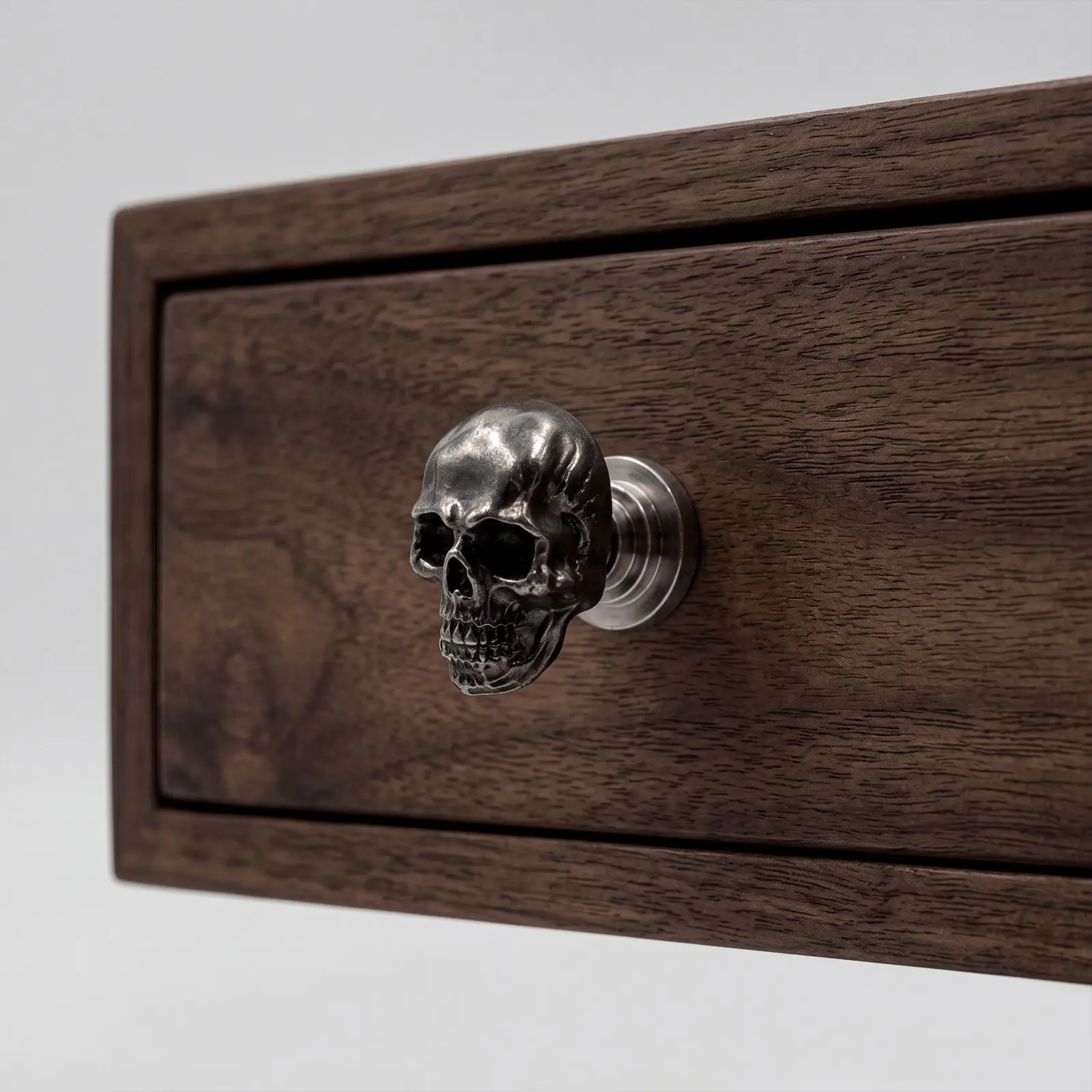 6-Piece Antique Silver Skull Drawer Handles, Home Decor for Bedroom & Study, Halloween Gift, Fashionable Youth Accessories
