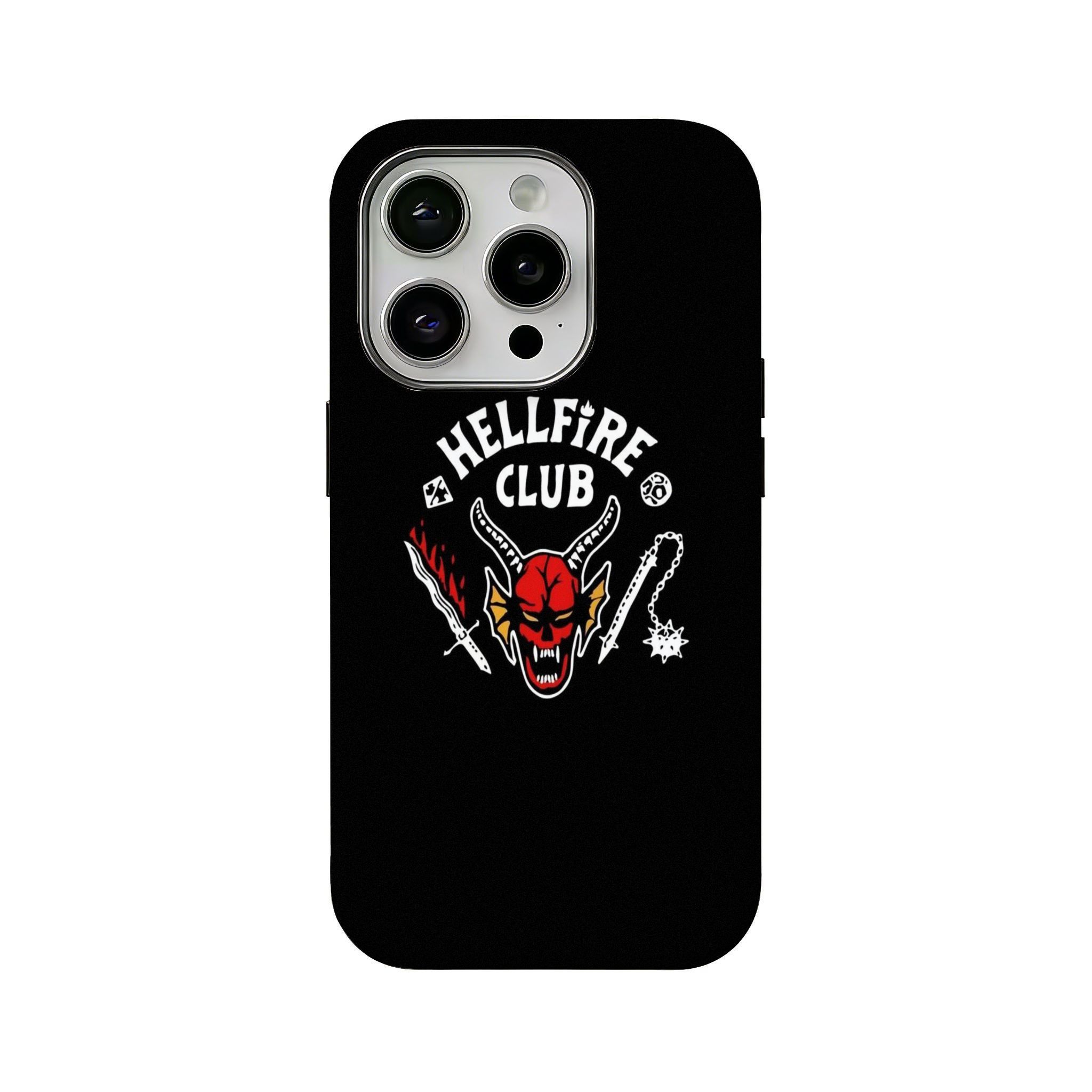 Hellfire Club Pattern 2-in-1 Film-Integrated Phone Case — Compatible with iPhone 12, 13, 14, 15, 16, 17 Series — Personalized & Creative Design, Drop-Resistant Protective Cover with Glossy Finish