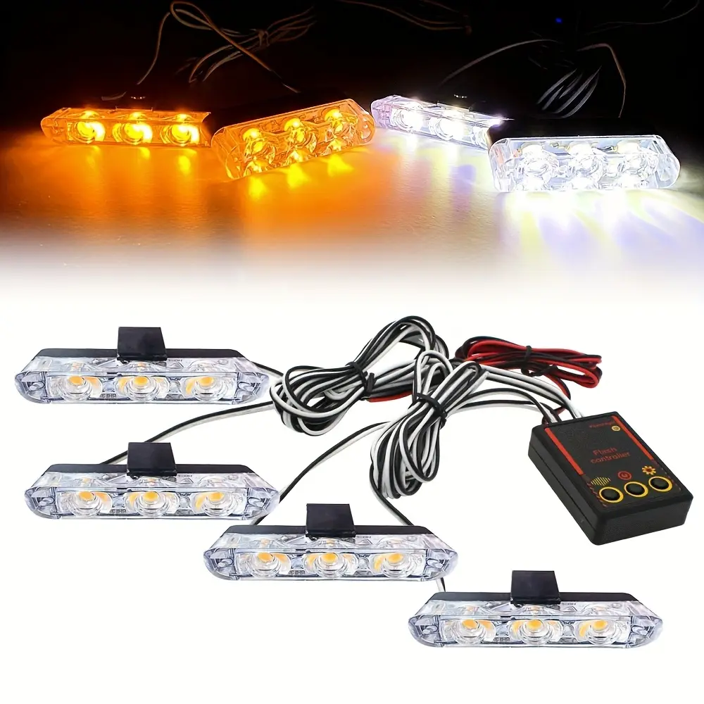 Ultra-Bright 12V Car Network Light - One to Four Clip Type - Grill Light with 12 LED Beacon Lamp