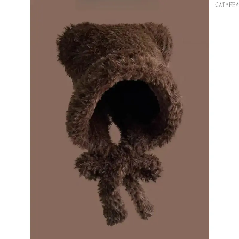 Cute Bear Ear Knit Beanie, Thick Warm Earflap Hat for Fall and Winter, Trendy Casual Accessory for Women and Men