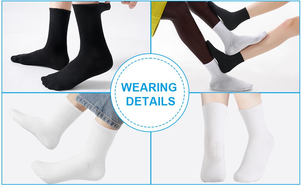 6 Pairs Crew Socks for Women & Men, Cushioned Cotton Athletic Socks, Soft Breathable Long Socks for Running, Hiking & Daily Wear outdoor summer