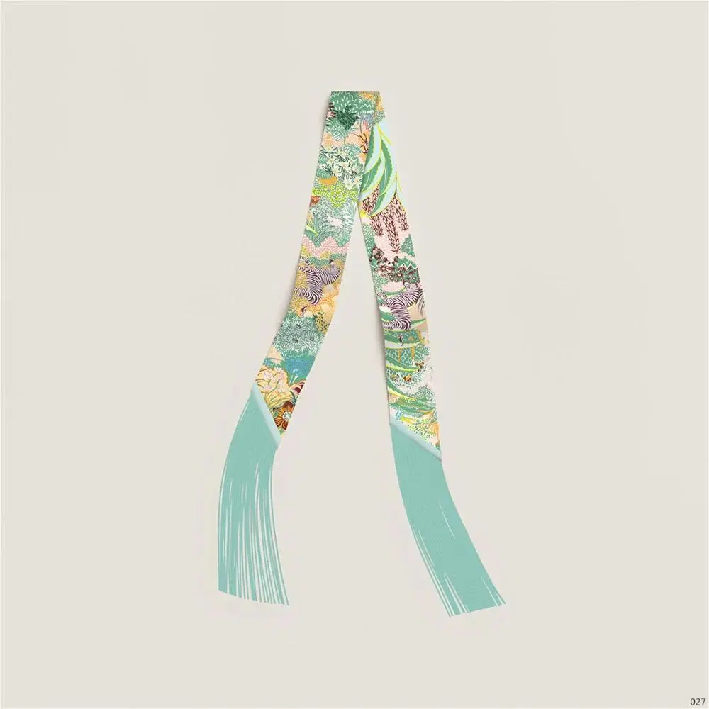 Luxury Style Tassel Silk Scarf Female Decoration Long Bag Ribbon Hair Belt Hot Selling Small Scarves Neck 130x5CM