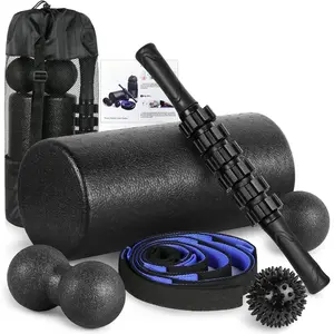 Foam Roller Set - High Density Back Roller, Muscle Roller Stick,Foot  Ball, Stretching Strap,  Ball for Whole Body  & Exercise, Yoga, Back Pain, Leg, Deep Tissue
