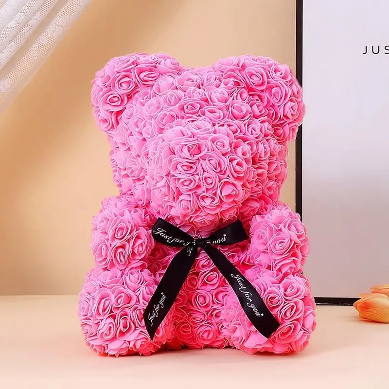 Rose Bear Bouquet, Realistic Artificial Flowers, Perfect Gift for Proposals, Anniversaries, Weddings, Parties, Decorative Floral Arrangement