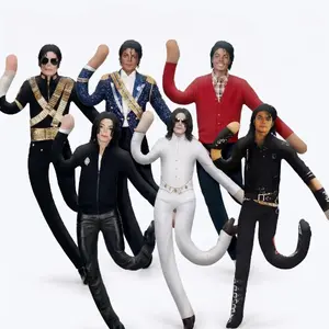 Michael Jackson Action Figure White Suit - Articulated Poseable Collectible Doll Figurine with Fedora Hat Glove Accessories, Anime Model Statue Toy Gift for Adult Men Fan