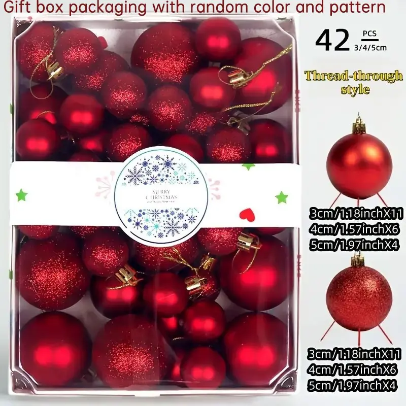 42 Piece Christmas Ball Set, Multicolor Tree Ornaments, Festive Holiday Decorations, Perfect for Christmas Trees and Celebrations