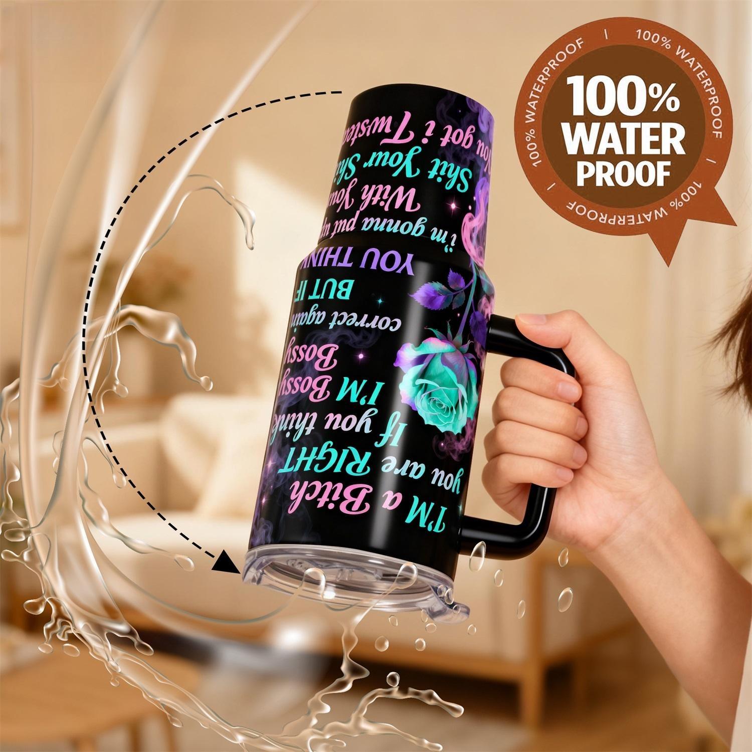 Stainless Steel Insulated Tumbler with Lid, Reusable Vacuum Insulated Flask, 40oz 30oz 22oz 20oz 14oz, Double Wall Vacuum Insulated Water Bottle Hot Cold 24 Hours, Leakproof Travel Mug with Rose and Smoke Gift for Women Men Kids, Insulated Cups