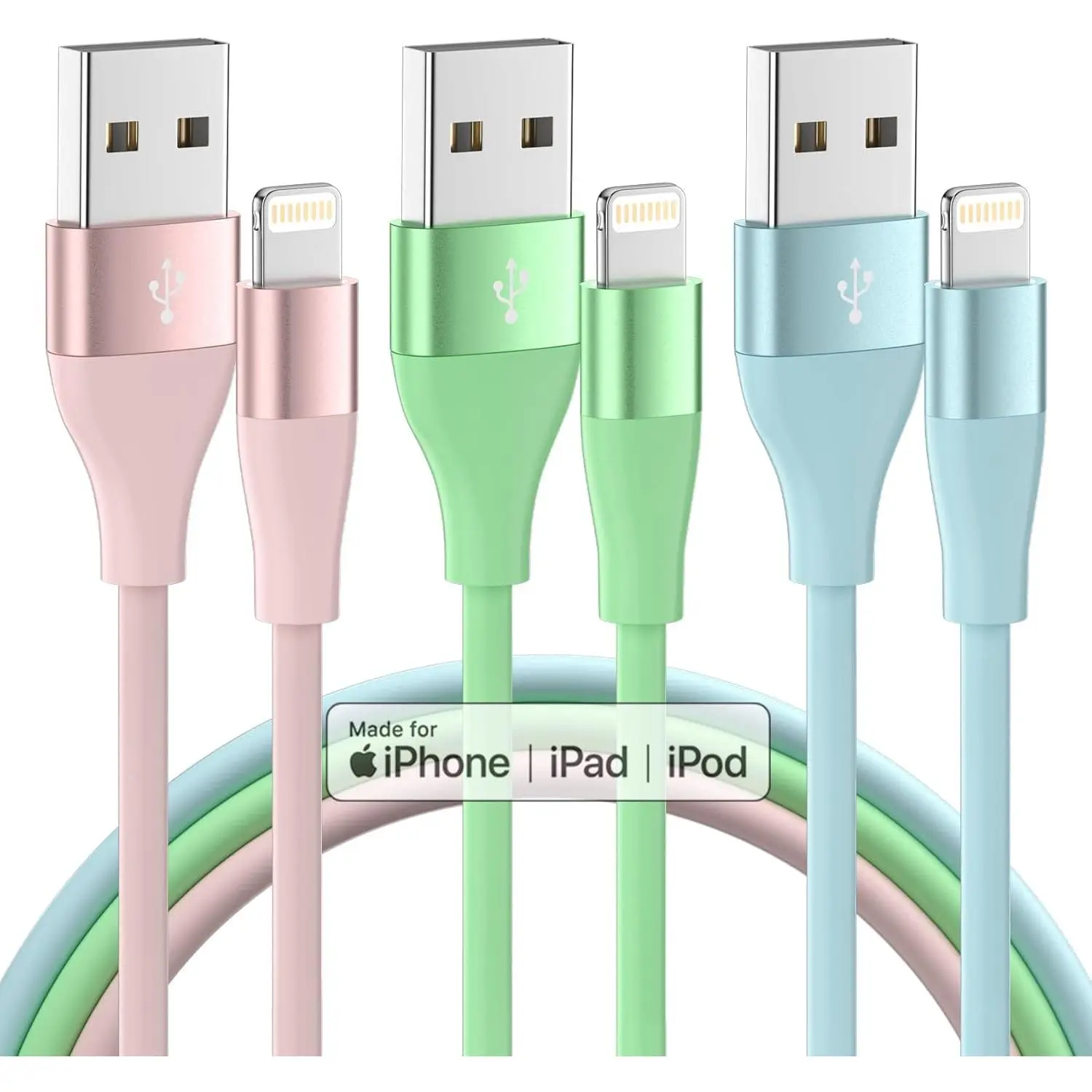 iPhone Charger Fast Charging 3Pack 10FT MFi Certified Lightning Cable | MFi Certified Fast Charging for iPhone 14/13/12/11/Pro Max/XR/XS/X/8/7/6 Plus 3 Pack 10FT TPE Durable Cable