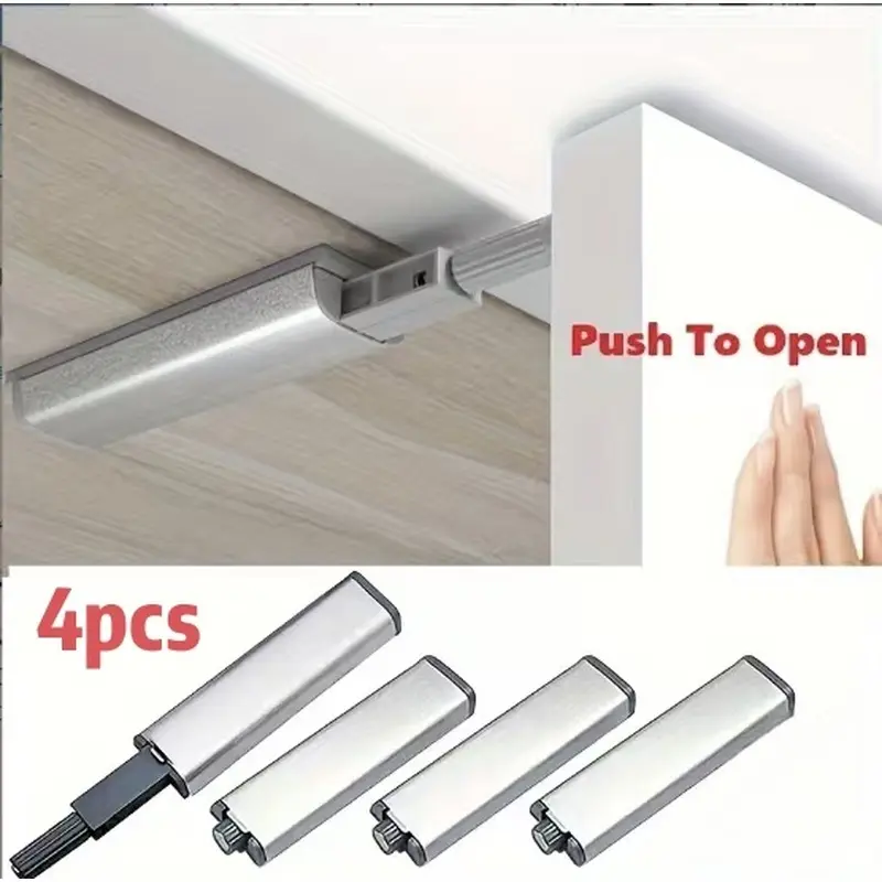 4pcs high-quality cabinet magnetic push lock-knob with touch release and soft closing function, suitable for kitchen drawers and cabinets-easy to install and durable in design.