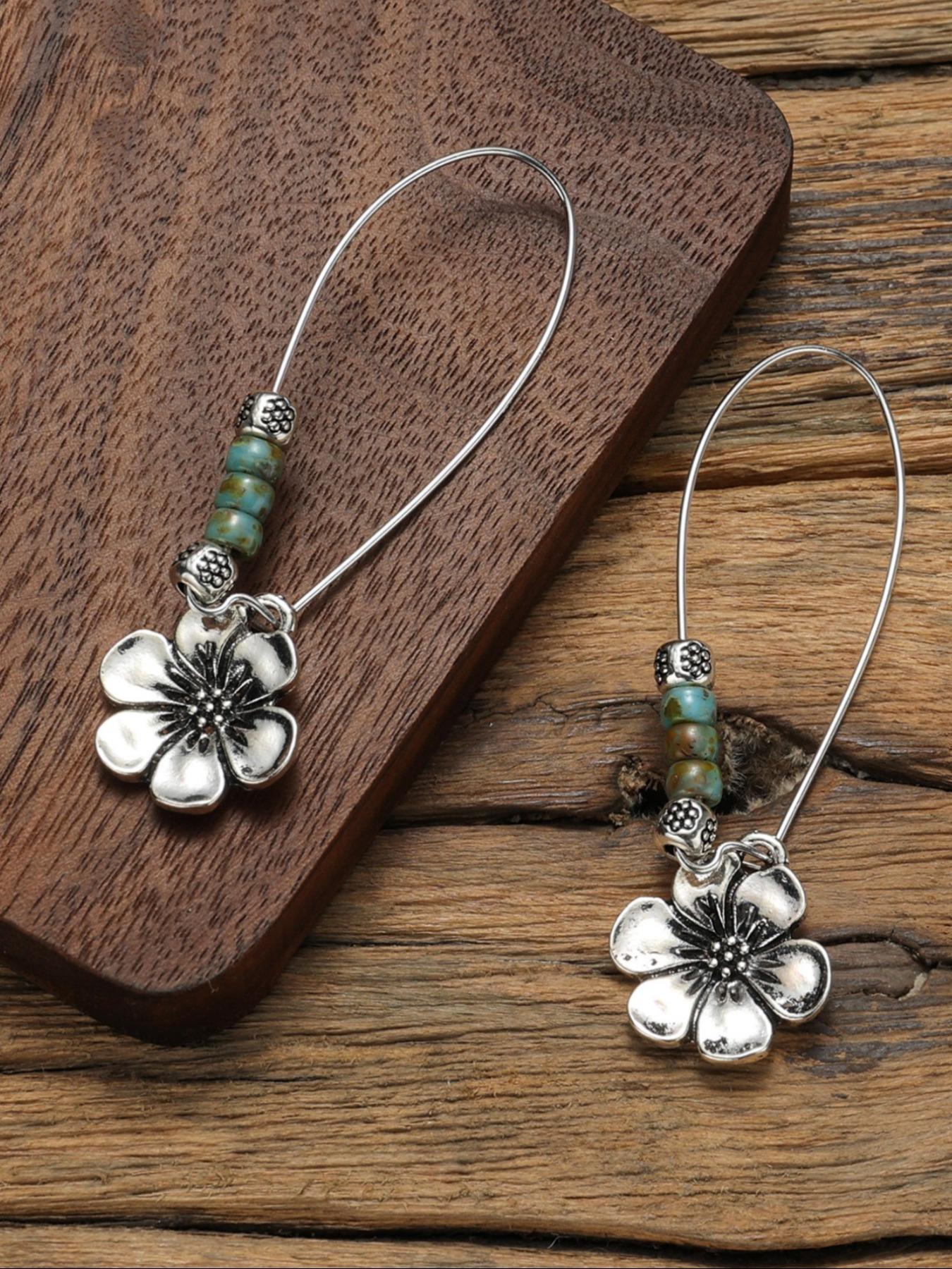 Boho Style Flower Design Dangle Earrings, High Quality Earrings, Vintage Trendy Minimalist Earrings, Jewelry for Women & Girls for Daily & Party Decoration, Earring Stacking Set, Flower Stud Earrings, Trendy Fashionable Accessories