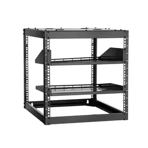 VEVOR 10U Open Frame Network Rack, 23 in Depth, Wall Mounted or Floor Standing Server Rack, Heavy Duty 4 Post, with Vented Shelves Mounting Hardware, Holds All Your Networking IT Equipment AV Gear