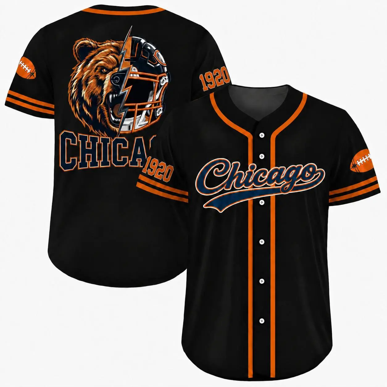 Oversized Chicago Baseball Jersey - Football Fan Graphic Tee - Casual Game Day Uniform