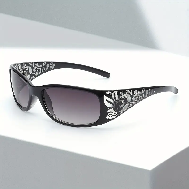 Oval Shape Floral Statement Frame Glasses for Women - Lightweight Full Rim Plastic Non-Prescription Eyewear for Stylish Daily Female Wear, Plastic Frame