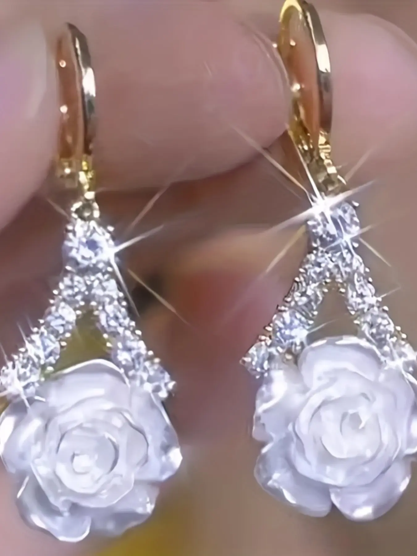 Elegant Camellia Floral Earrings, Perfect for Parties, Weddings, Daily Wear, Durable Gift for Holidays, Special Occasions, a Pair