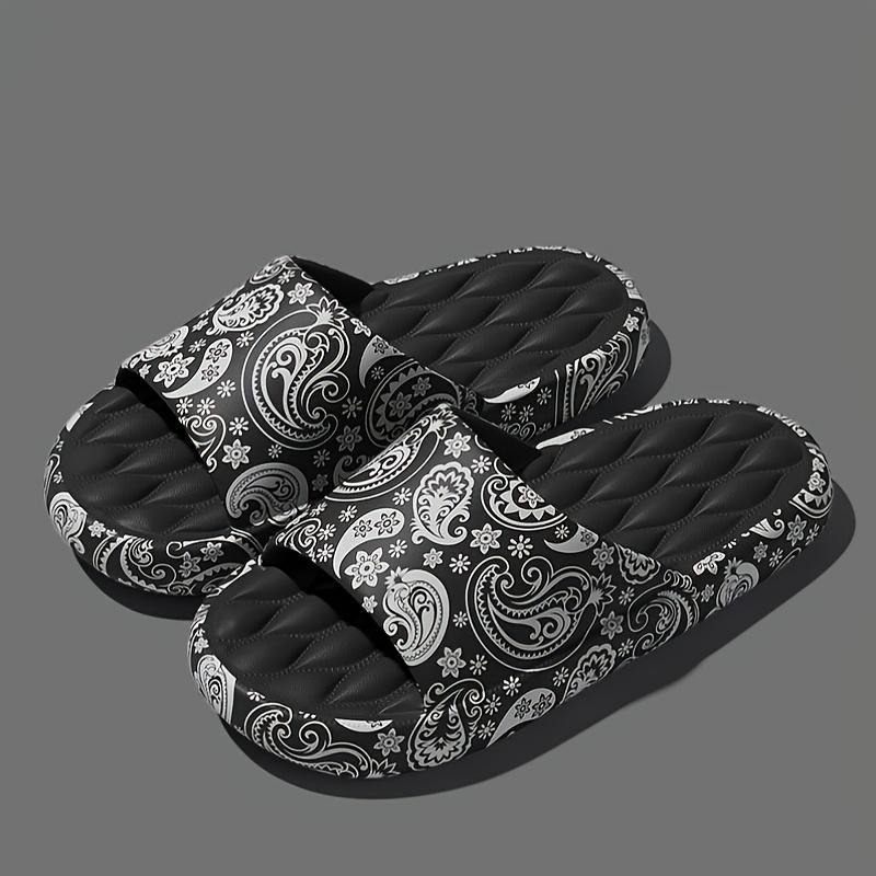 Men's Casual Letters Print Slides, Soft Comfortable Black Bathroom Slippers, Non-slip Slippers for Indoor & Bathroom Use for All Seasons, National Day Offers, Footwear Walking Shoes Boy Flipflop Tsinelas