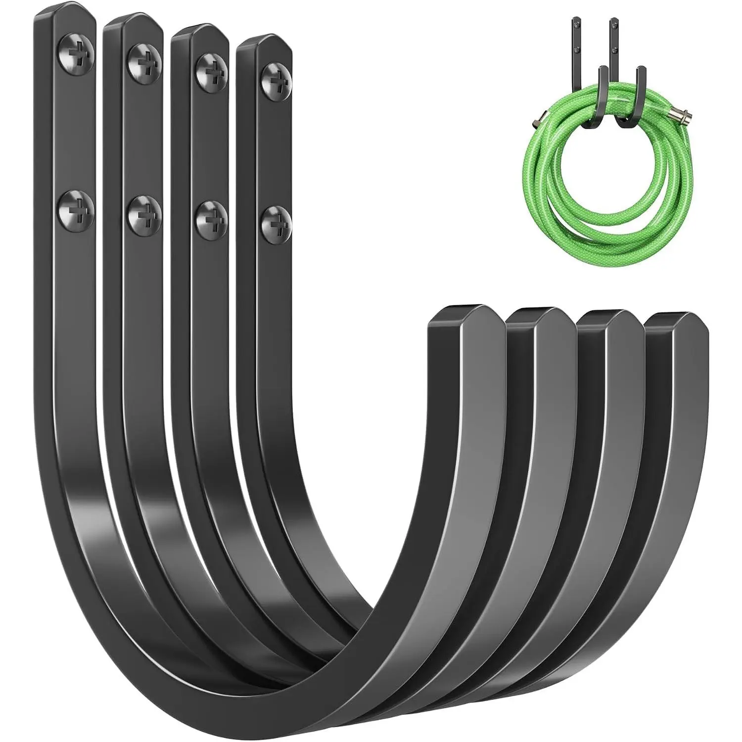 Garden Hose Holder Wall Mount -  Hose Hanger for Outside, Durable Wall-Mounted Hose Holder for Garden & Outdoor Use(4 Hooks)