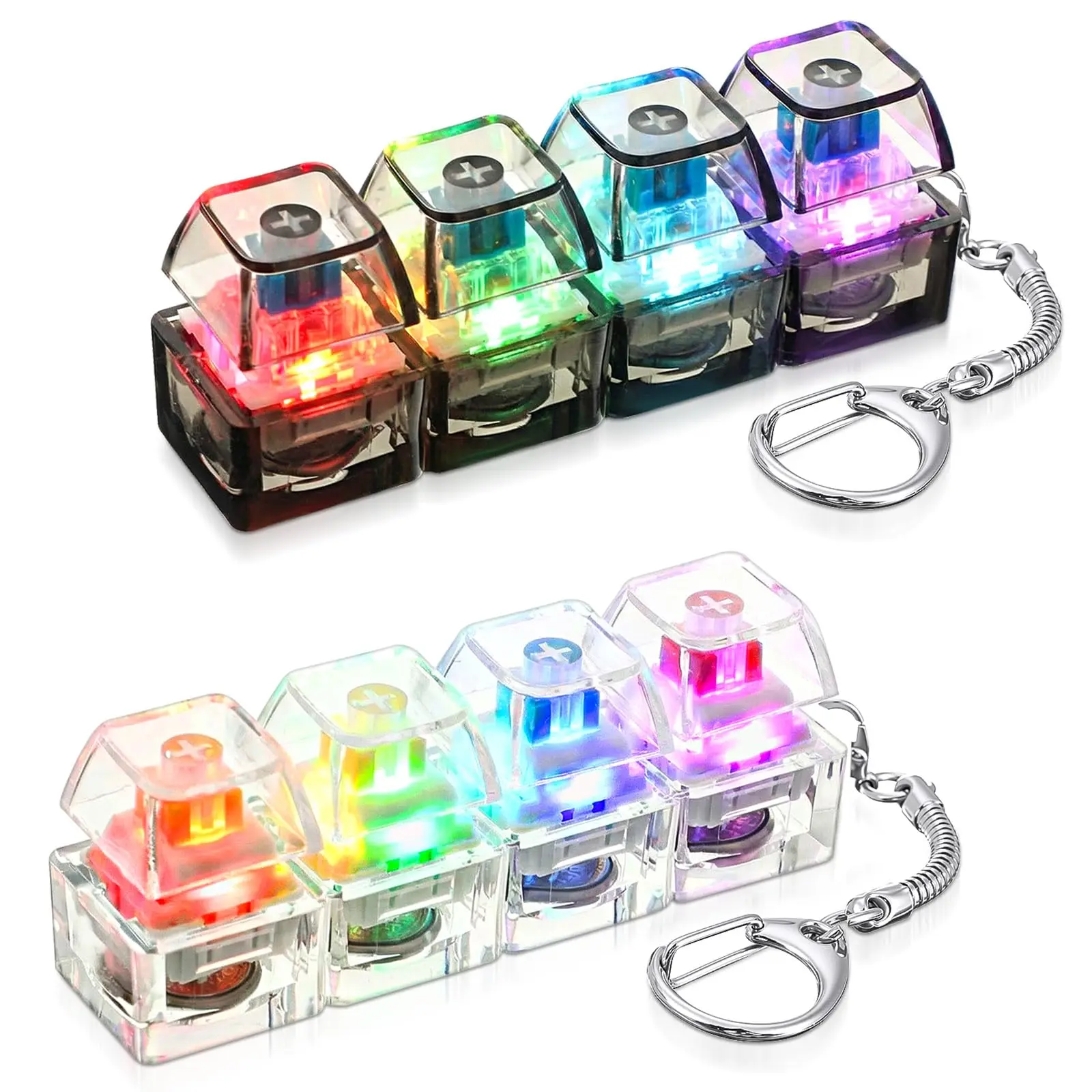Keyboard Keychain Adult Fidget Toy Clicker Toy, Keyboard  Fidget Keychain Cube Mechanical Key Button Clicker Stress Relief Gift for Office School Home to Pass The Time