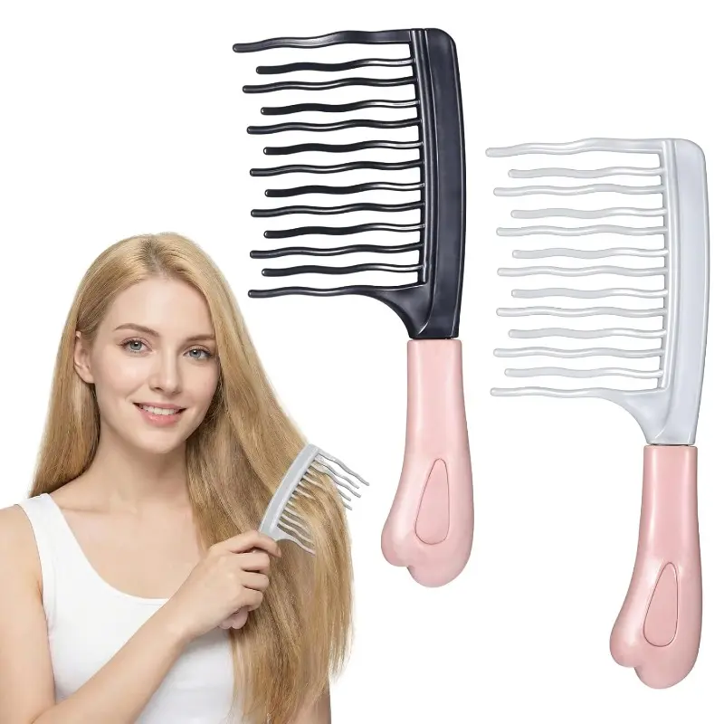 Anti-Tangle Wide-Tooth Comb, Curly Hair Care Comb, Volumizing Styling Comb, Unisex, for Home Scalp Massage, Portable for Travel, Holiday Gift