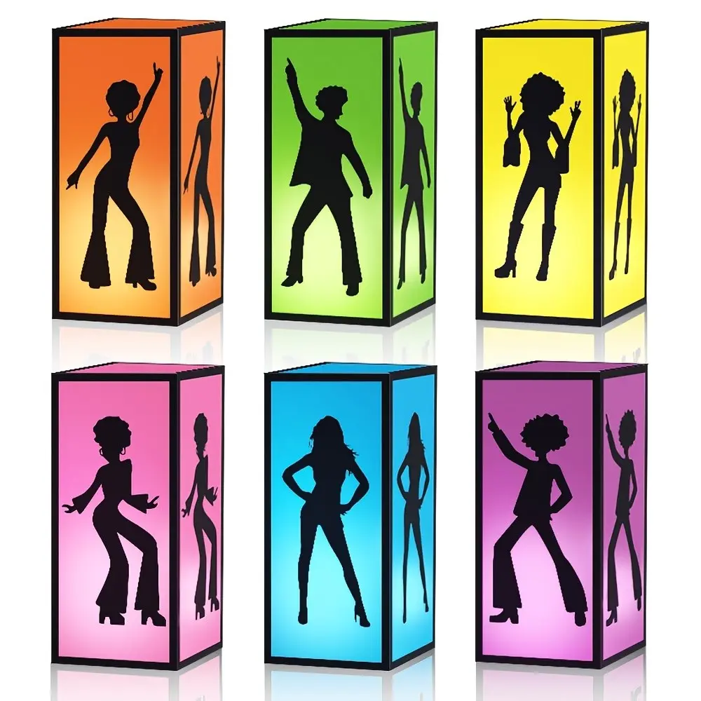 6 Pcs Disco Box Party Decorations, 70s 80s 90s Retro Music Theme, Disco Table Paper Centerpieces, Birthday Party Favors