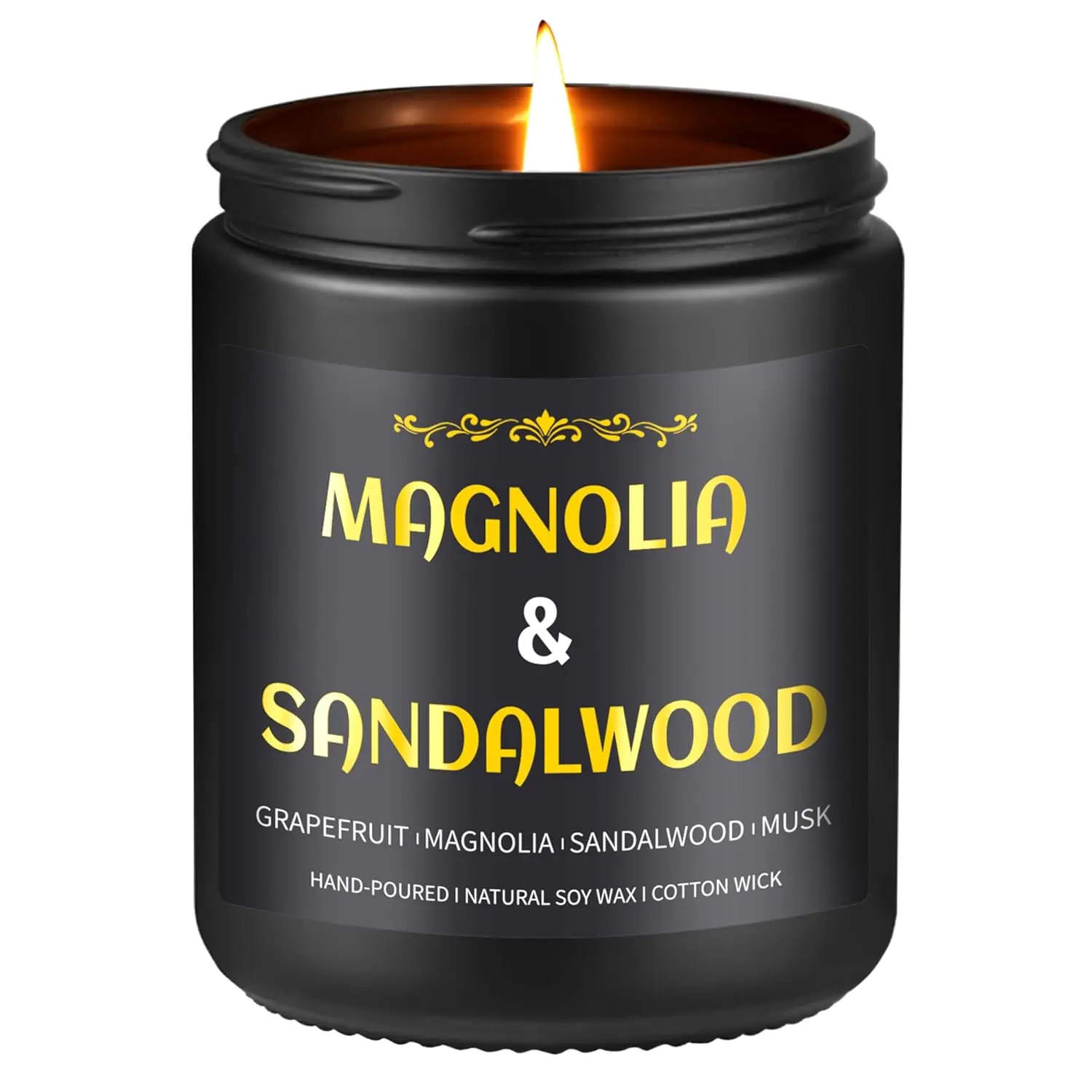 Sandalwood Candle, 7 oz Scented Candle for Men, Soy Candles for Home Scented, Masculine Jar Candle for Him, 50 Hours Burning Time Mens Candle Gift for Boyfriend, Father, Birthday Present Giving
