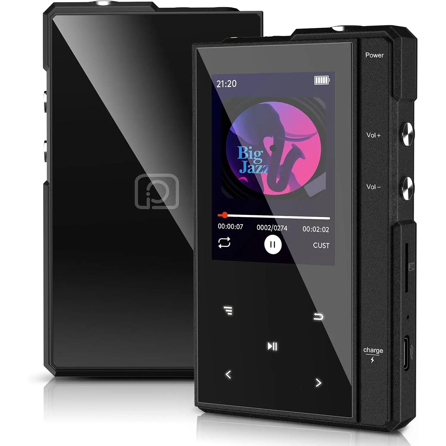 96GB MP3 Player with 90 Hours Long  Life, 5.0, Z6 Digital Audio Player with Sturdy and Durable Metal Frame, 2.4'' IPS Glass Screen,FM Radio,Support up to 256GB (Black, 96, GB)