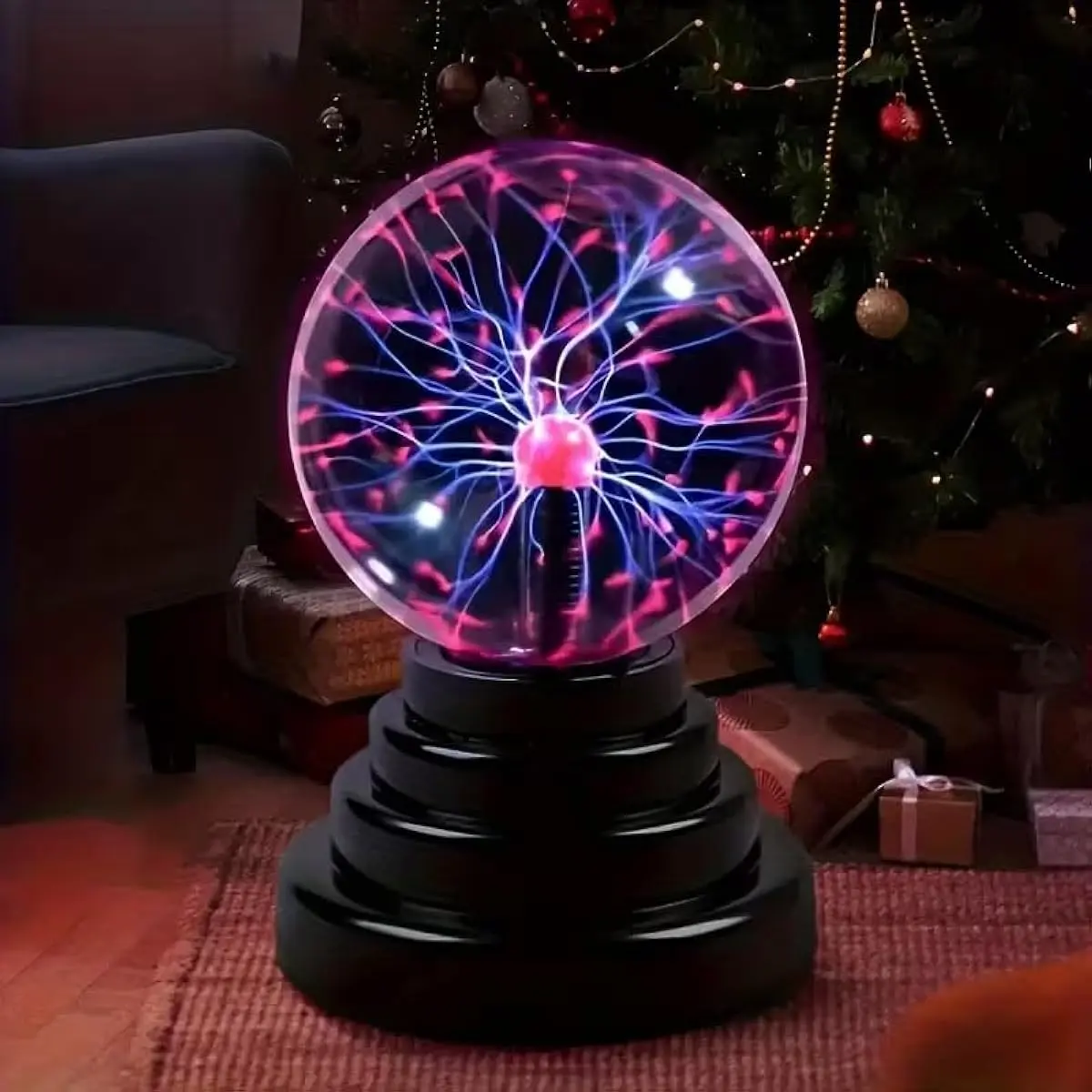 Plasma Ball Lamp, Static Electricity Globe Electric Lightning Ball, Touch Sensitive, USB Powered, Amazing Gift for Parties, Birthday and Holiday