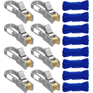 8 Pack Rope with Roller Tensioner for Easy and Secure Tying,2026 New Heavy Duty Retractable Buckle Rope with Accessory Cord for Camping Boating Home Storage Outdoor Use