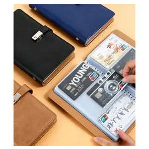 RFID Blocking PU Leather Credit Card Holder, 120 Card Slots Business Card Organizer, Card Protector Wallet for Cards & Documents Storage, Anti-lost & Wear-resistant, Minimalist Style,Cordless