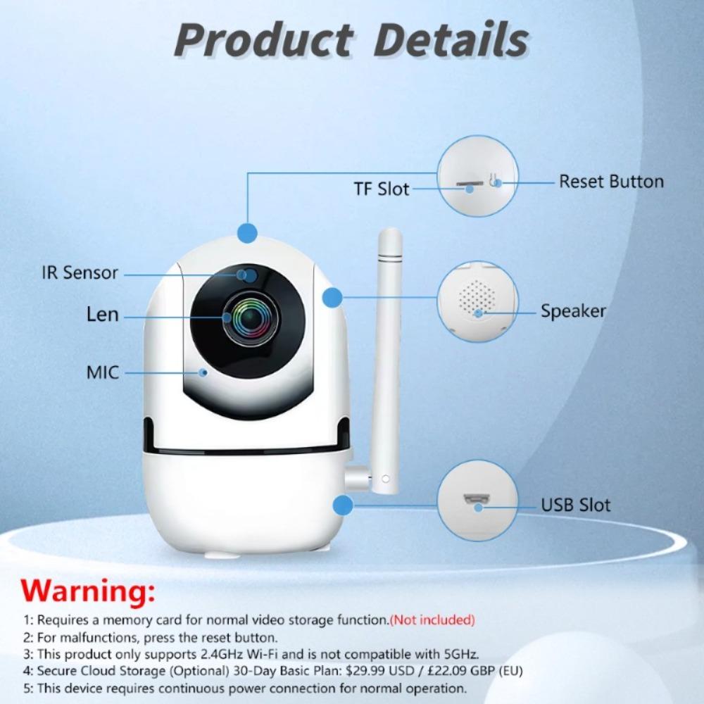 2.4GHz Smart Security Camera, WiFi Camera for Home Security, Ai Human Motion Tracking, 1080P HD 2-Way Talk Camera, WiFi Indoor Cameras, WiFi Surveillance Camera, Wireless Surveillance Camera, WiFi Monitoring Camera, Ai Tracking Sensor