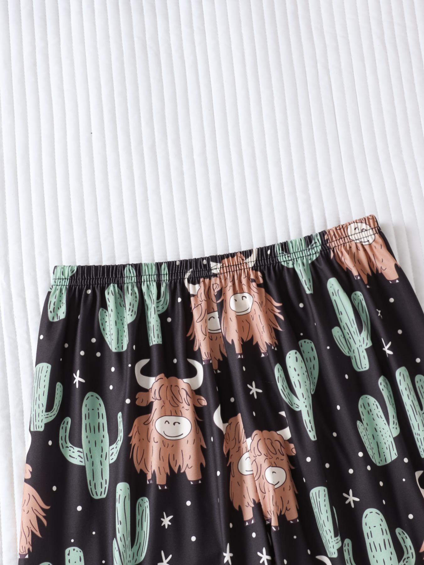 Women's Leopard Print Button Front Pocket Shirt & Pants Pyjama Two-piece Set, Elegant Comfy Long Sleeve Top & Trousers PJ Set, Ladies Sleepwear for All Seasons, Pajama Set