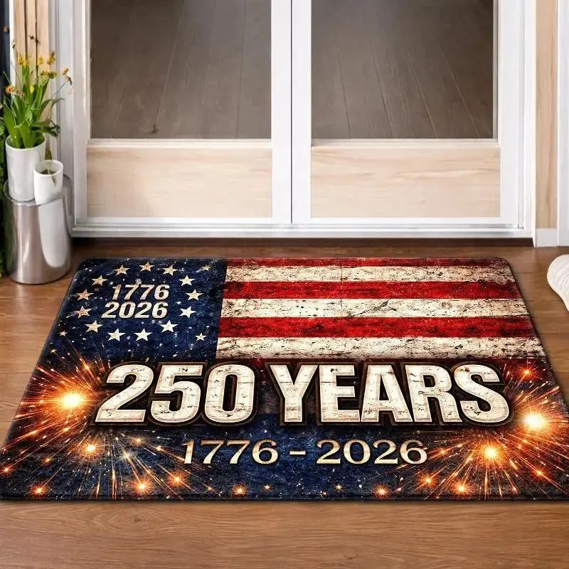 US Independence Commemorative Bold Graphic Design Doormat - Decorative Rug Doormat with All-Surface Non-Slip Rubber Backing, Machine Washable Durable Indoor-Outdoor Entry Mat for Front Door, Kitchen, Doormats Bold Graphic Design, Decorative Rug Doormats