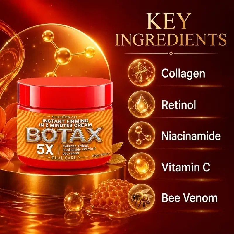 Botax Instant Firming Cream, Collagen, retinol, niacinamide, vitamin C, bee venom, Dual Care, Instant Firming, 140g/4.94oz