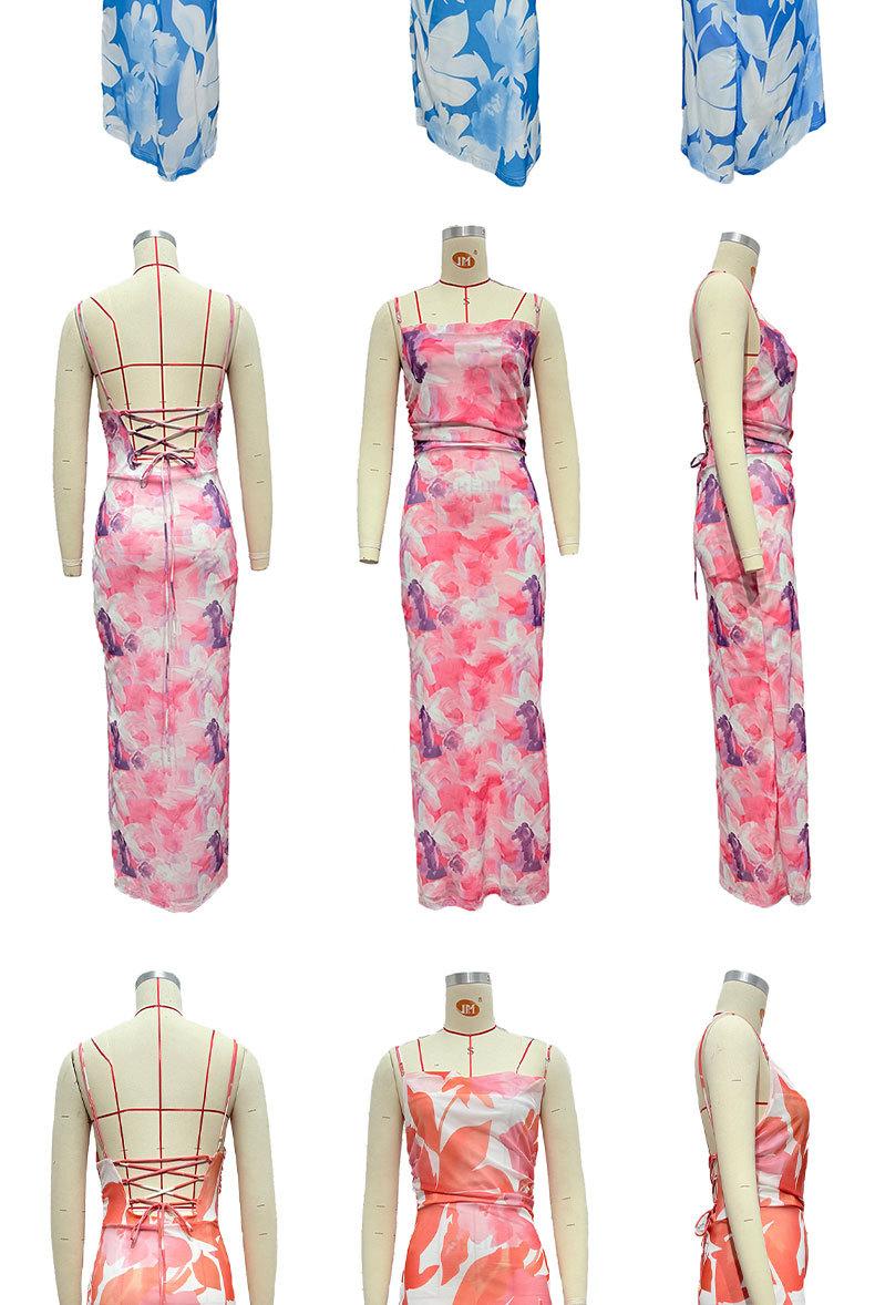 Women's All Over Print RuchedBackless Split Thigh Bodycon TubeDress, Women's Clothing, SundressMaxi Dress, Elegant SleevelessLong Cown for Summer, Capri SunDress, Ladies Clothes for BeachHoliday Valentine's Day, gift Casual Floral Womenswear Gamis