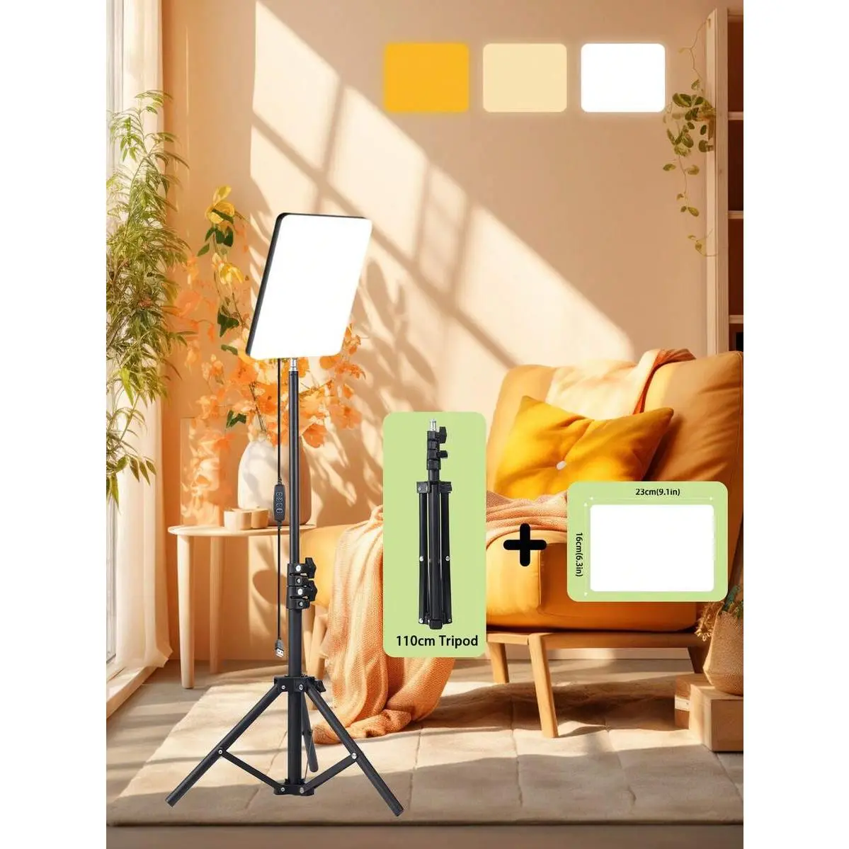 Alloy Large Size Mobile Photography Accessories Selfie Live Stream Light This New 10-Inch Square LED Video Light Features An Adjustable 43.3-Inch 110cm Aluminum Alloy Tripod And A USB Power Interface Suitable Live Streaming And Photography This Portable M