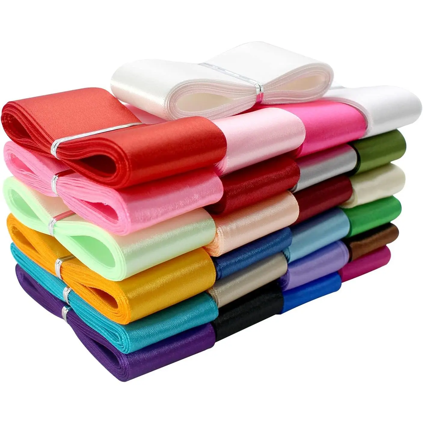 1 1/2" Single  Satin Ribbon -100 Yards 25 Colors- Fabric Bulk Craft Ribbon for  Wrapping, Bow,Craft, Wreath,Binding Blanket (Multi-Color)