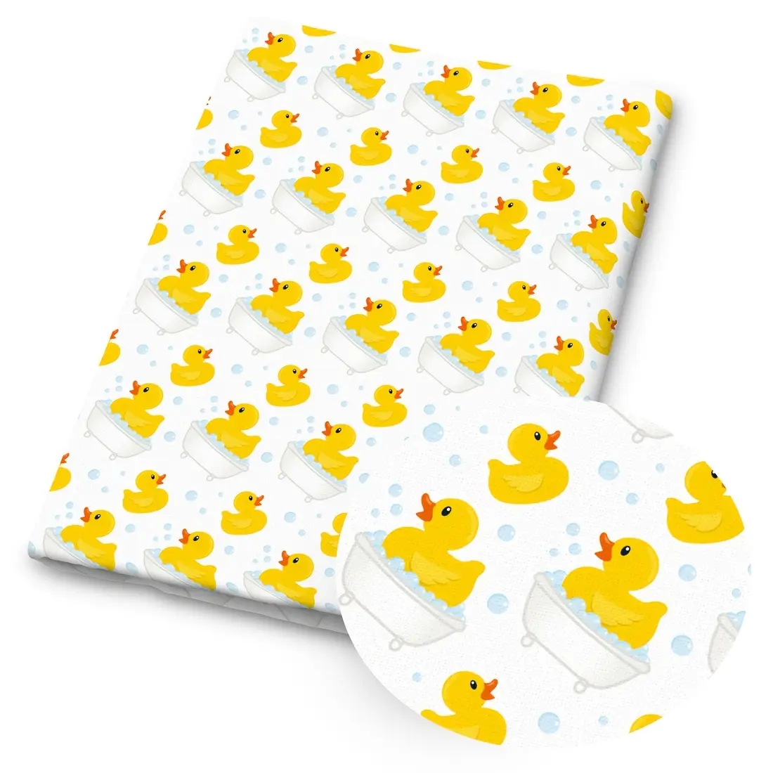 1pc Yellow Rubber Ducky Print Fabric - 59 X 19.68 Inches (150 X 50 Cm) Pre-Cut Polyester Fabric with Yellow Duckies Bubbles Bathtub Patterns - Suitable for Sewing, Scrapbooking, Tablecloths And Crafts, Bathroom Decor