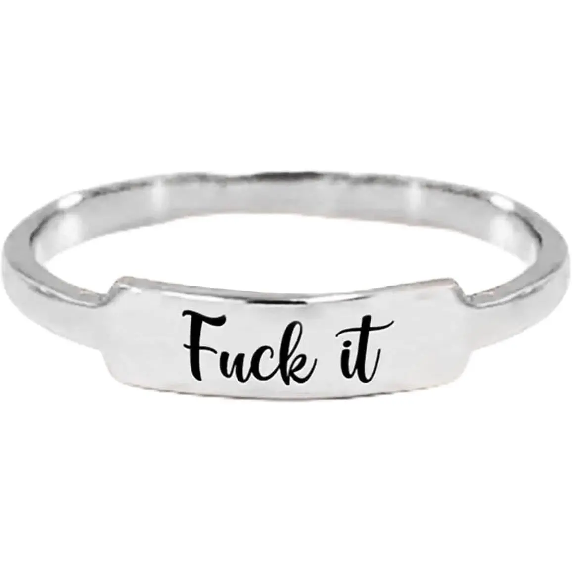 It Dainty Bar Ring,  It Square Ring, Funny Engraved  It Ring,  It Middle Finger Dainty Bar Ring, Stainless Steel Ring Inspirational Friendship Ring