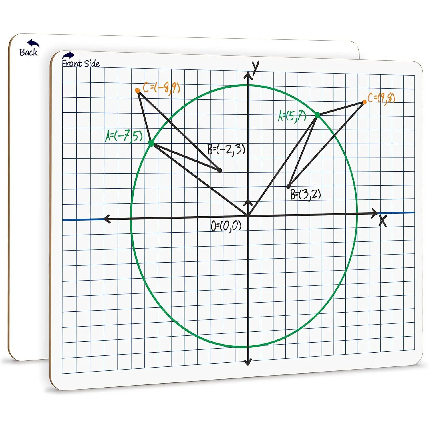 XY Axis Coordinate Graph Dry Erase Boards 9x12 for Math | Easy to Clean, No Residual, Student and Classroom Use, Math Manipulatives, Double Sided Whiteboard, Smooth Surface