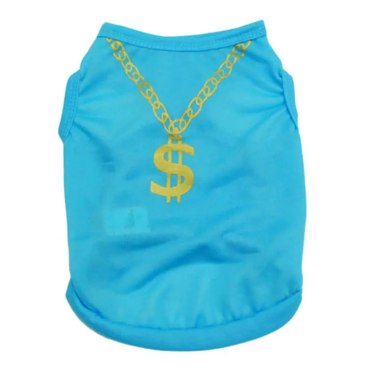 Casual Pet Tank Top with Gold Necklace Print, Lightweight Sleeveless Summer Apparel for Small Dogs & Cats, Sun Protective Wear, Casual Wear, Loose, S