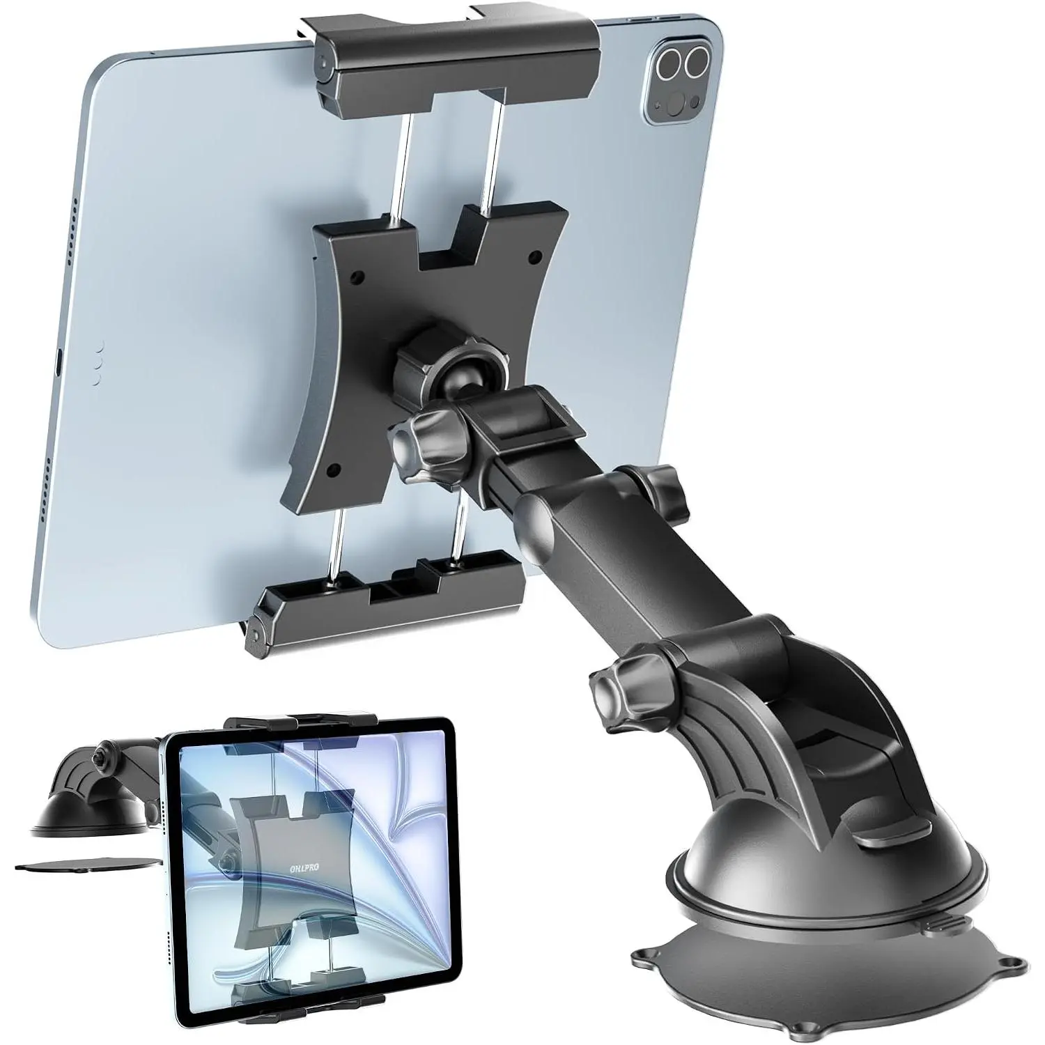 Tablet Holder for  Dashboard Windshield, Long Arm iPad Holder for  with 80mm Suction Cup, Tablet Mount for  SUV Semi, Fits 4.7-13" iPad Pro Air Mini Galaxy, Road Trip Essentials