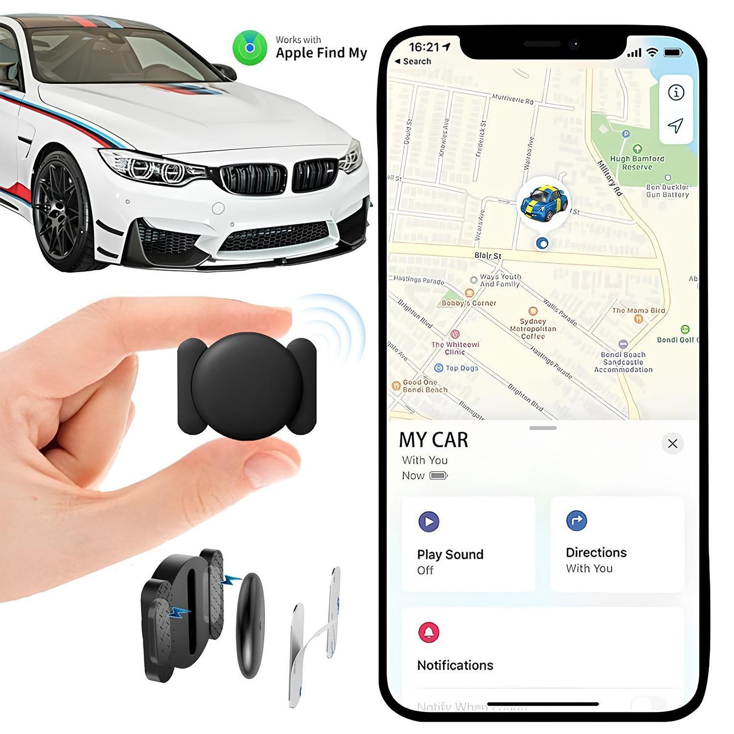 GPS Tracker for Car, Mini Trackers Device with Weatherproof Magnetic Case-Hidden GPS Trackers,Anti-lost Device, Workswith Apple Find My (ios only)