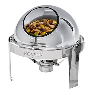 ROVSUN Roll Top Chafing Dish Buffet,6 Quart Round Stainless Steel Chafer for Catering,Buffet Servers and Warmers Set with Glass Window for Wedding, Parties, Banquet, Events，Graduation
