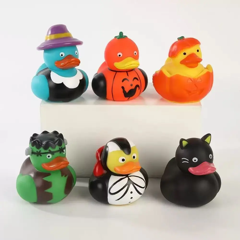 6pcs Halloween Duck Toys, Ghost Pumpkin Shape Rubber Ducks, Quacking Floating Water Toys, Perfect for Halloween Decorations