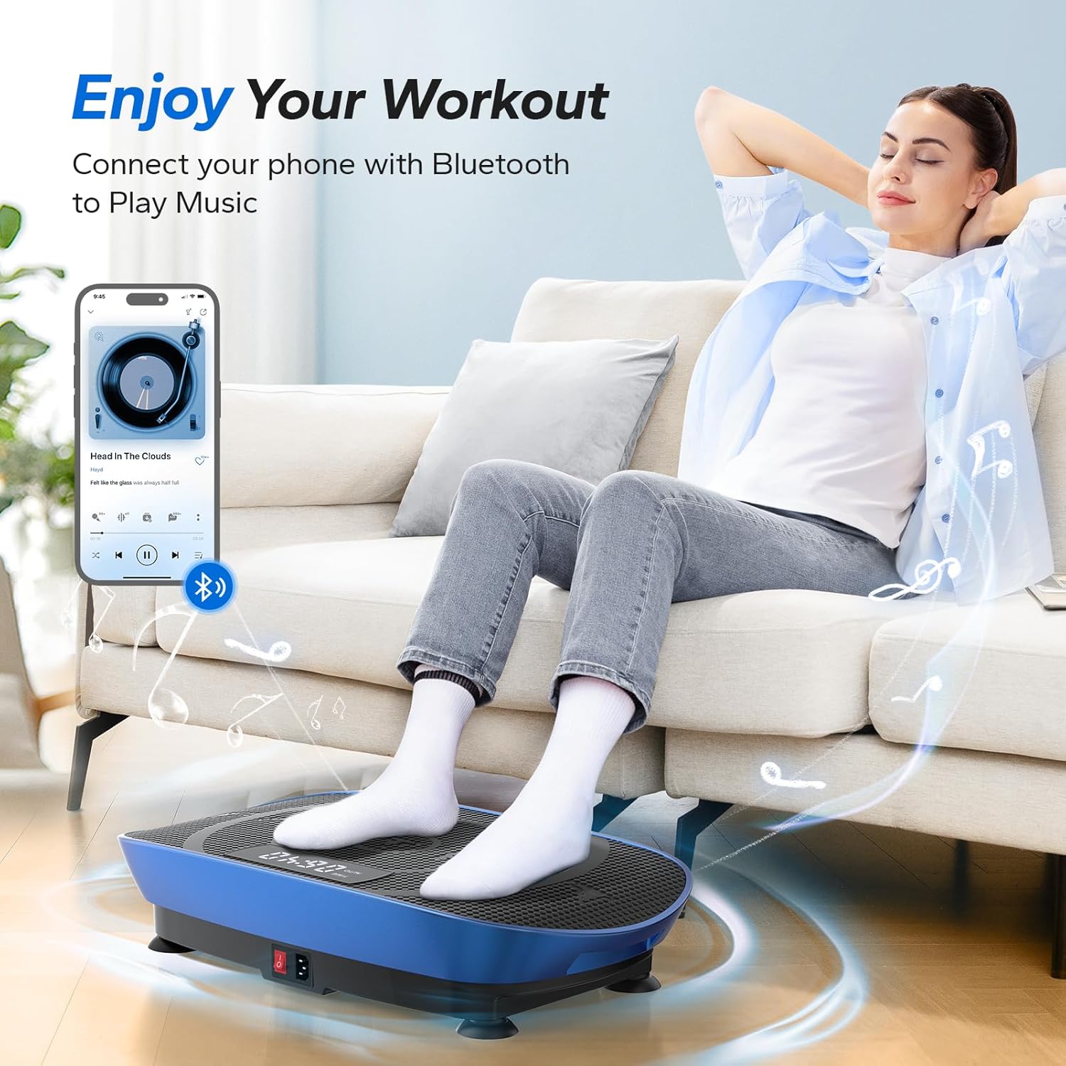 Vibration Plate Exercise Machine, Whole Body Workout Equipment for Women, Bluetooth and Silicone Pedal, Vibration Plate with Auto Mode, Vibrate Fitness Platform for Home
